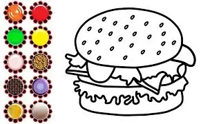 How to Draw a Hamburger - Learn Colors Food Coloring Pages - Mirza Colors Kids