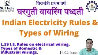 Indian Electricity/I.E.Rules,Types of Wiring | भारतीय विद्युत नियम, वायरिंगचे प्रकार (विजतंत्री)