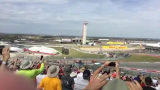 F1 2016 USGP Austin:  Start to Turn 1 -  Hamilton/Ricciardo/Rosberg