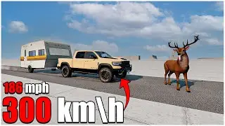 Car Torture | Deer VS Dodge Ram 2022 | Car Crash Test | 186 mph | 300 km\h (#2) | beamng drive