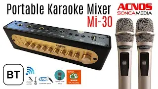 ACNOS Mi-30 Compact Portable Karaoke Mixer + 2 UHF Wireless Microphones + Carry Bag