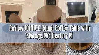 Review JOINICE,Round Coffee Table with Storage,Mid Century Modern Dining Table with Sliding Cabinet