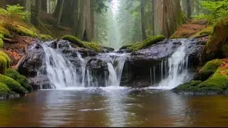 Forest Stream & Waterfall Sounds | Calm Nature Ambience.