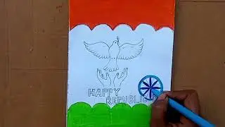 Republic Day Poster Drawing easy |Happy Republic Day Drawing | 26 January Art |Republic Day Drawing 