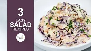 3 Easy Salad Recipes | Easy Salad Recipes | KFC Style Coleslaw | Chicken Caesar Salad | Moong Salad
