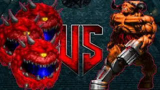 Cyberdemon vs Cacodemons - DOOM Classic Monster Infighting - NPC Battles