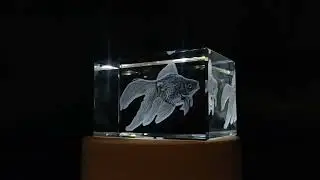Gold Fish Lucky Crystal Charm | Brightly Colored 3D Engraved Fish Symbol - FSLC3
