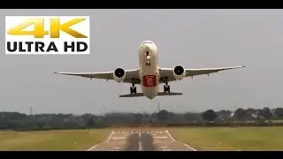 Emirates B777 (A6-ENC) - Newcastle Airport Take-off [4k]