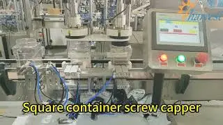 Double head #square container screw #capping machine, Automatic #servo claw screw #capper #equipment