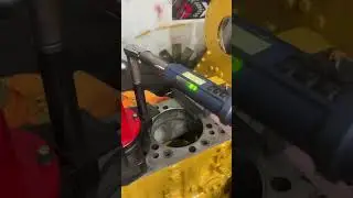 Cutting counterbores for proper liner protrusion #dieselmechanic #caterpillar #enginebuild