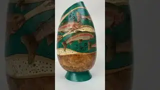 Gourd Art RainbowTrout #art #gourd #woodburningart #pyrography #carving