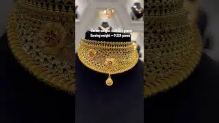 Gold Choker and Earrings Set:For the upcoming wedding season #gold #goldjewellery #jewellery