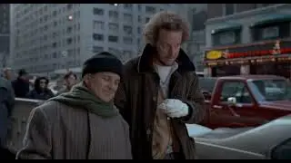 Home Alone 2 Marv rob 14 cents from Santa Claus scene 4K