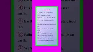 10 Lines On Save Earth in English/Essay On Save Earth in English/Save Earth Essay in English