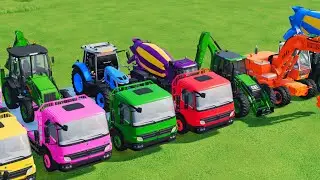 TRANSPORTING EXCAVATOR MIXER TRUCK TRACTORs Backhoe loaders Beamng.Drive Game FARMING SIMULATOR 22