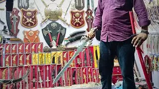 ₹100 से शुरू! 😱 भारत का सबसे सस्ता तलवार मार्केट (Sword Market) रामदेवरा | Khangar, Gupti, Talwar
