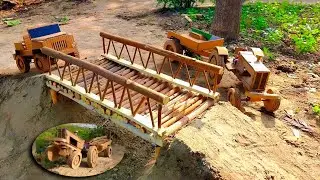 How to make wooden #bridge |Mini city development for rc tractor| Cardboard #tractor