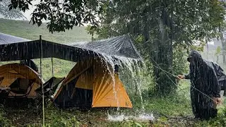 VERY Heavy Rain in Our Not Solo Camping by the Creek &bull; Not Solo Camping Heavy Rain