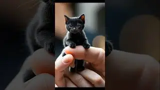 Meet the Tiniest Black Kitten! A Pocket-Sized Bundle of Cuteness You Can Hold on Your Finger!