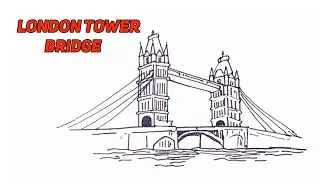 How to draw London Tower Bridge easy