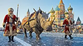 The first-ever parade of live animals took place in Red Square in the heart of Moscow.