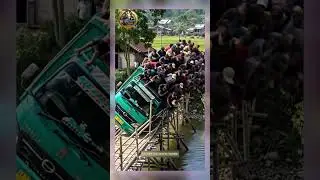 #accident  Video | Overloaded Van & Bus River में गिरी | Shocking AI Simulation | #shortvideo