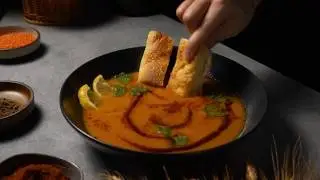 Red Lentil Soup with Fluffy Flatbread | Easy Recipe for 4&ndash;5 Servings