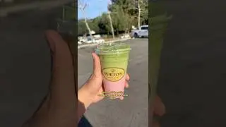 Trying a Strawberry Matcha from Portos Bakery & Cafe