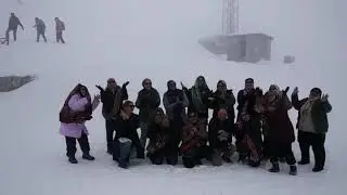 Indonesian Tourists singing and dancing at 13000 Ft altitude in Tochal / Iran