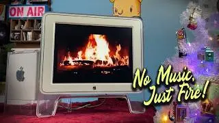 4K | 1 Hour Fire Log on G4 Cube | Crackling Fire - NO MUSIC/MIDROLL | Apple Christmas Tree