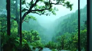 Rainy Forest Sounds Jungle Fake Window Projector 4K Looping Backgrounds