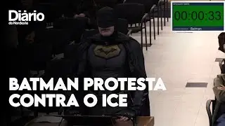 Batman protests against ICE at California city hall.