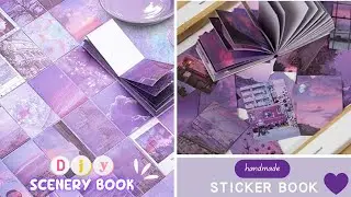 Diy Journal Scenery Book |How to make Homemade Bujo Supplies\Purple Stationery