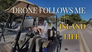 Drone Chasing My Golf Cart on a Hidden Island Road