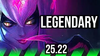 EVELYNN vs SHACO (JGL) | 25/1/6, 8 solo kills, Legendary, 47k DMG, Rank 9 Eve | EUNE Master | 25.22