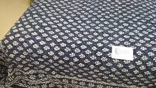 Indigo blue kantha bed cover. Indian traditional bed sheet