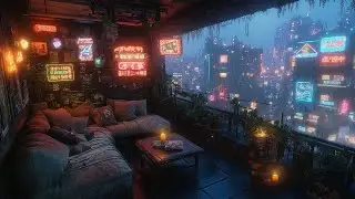 Neon Cityscape Rain Sounds | Cyberpunk Rain Ambience for Stress Relief & Sleep 🌧️