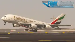 Mighty Emirates A380 Takeoff from Dubai | FS2020 | FlyByWire A380