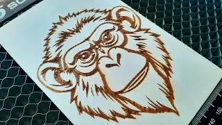 Laser Engraving a Chimpanzee Portrait in Wood / Incredible Art