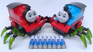 unboxing dan merakit mainan kereta thomas exe laba-laba,kereta monster merah coco charles