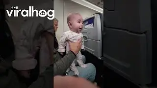 Baby Captivated by Flight Safety Demonstration || ViralHog