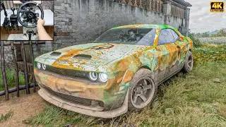 Rebuilding Dodge Challenger SRT Demon SUPER STOKE 2022 | Forza Horizon 5 | Steering Wheel gameplay