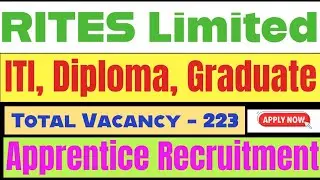 RITES Apprentice Recruitment 2024. Rites Limited ITI, Diploma, Graduate Apprentice Vacancies 2024.