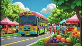 🚌🎶 Les roues du bus en direction du march&eacute; fermier | Comptines et chansons pour enfants