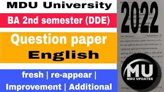Mdu Ba 2nd sem distance english question paper 2022 | ba 2nd semester english que paper| mdu updates