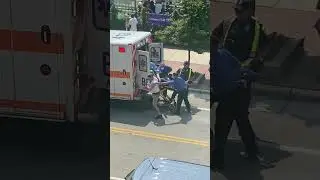 This guy jumps out of an Ambulance and runs away!!