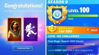 The NEW LEVEL 100 REWARDS in SEASON 9! UNLOCKED SECRET REWARDS in Fortnite! (Fortnite Battle Royale)