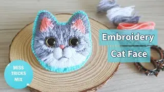DIY: Embroidery Adorable Cat Face | Wool Craft | Yarn Craft | Felt Crafts.