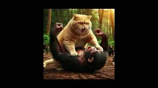 cat vs gorilla #cat #catcatfunnyfightcompilation #funny #animals #cute #meow #gorilla #unstoppable