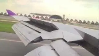 THAI Boeing 747-400 Approach and Landing in Bangkok Suvarnabhumi Airport Thai Airways HS-TGG